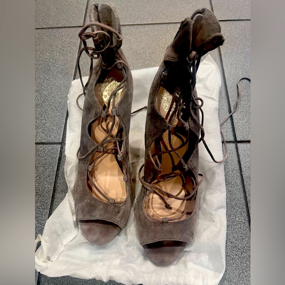 Vince CAMUTO suede lace up heels